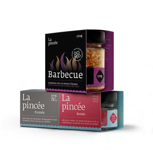 Trio d'épices (Fumée, Boisée, BBQ Érable)